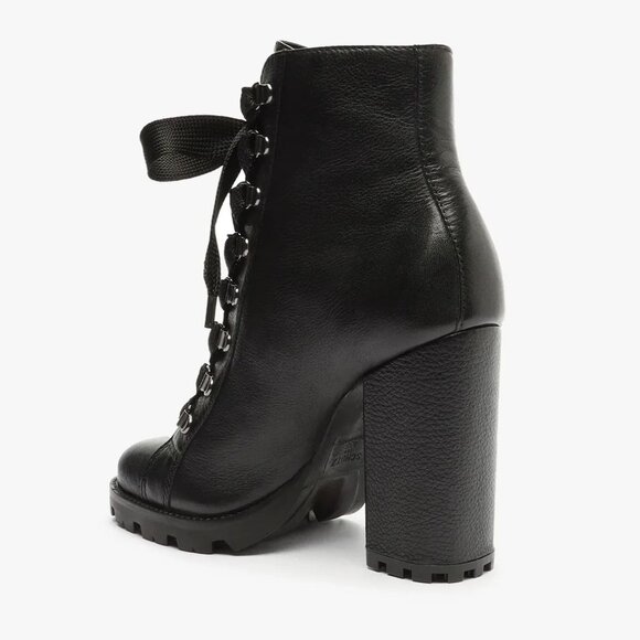 Schutz Zhara Lace up Ankle High Heel Bootie Size 8.5 Black Leather NEW $158 - Picture 5 of 16